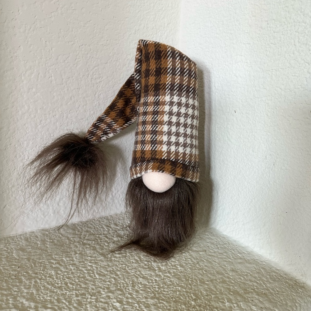 Brown Plaid Beanbag Gnome
